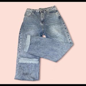 High waisted baggy denim jeans